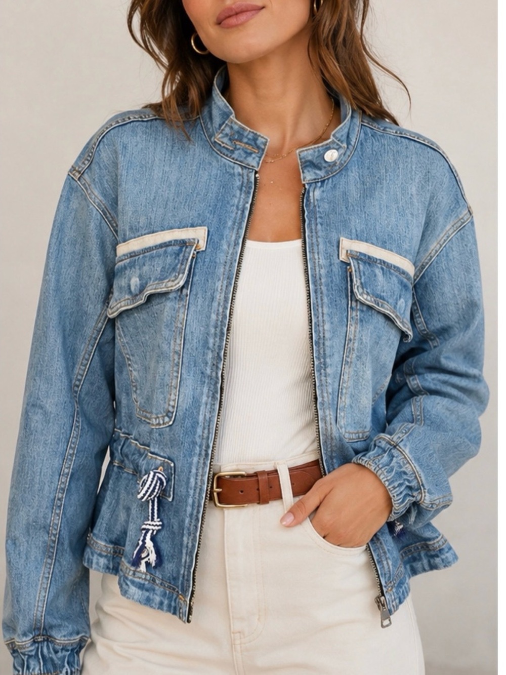 Veronica Beard Roz Astra Drawstring Peplum Jacket Size S